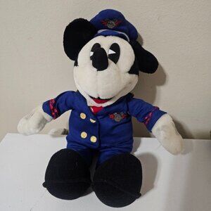 Vintage 1997 Disney Mickey Mouse Pilot Plush Toy 12in